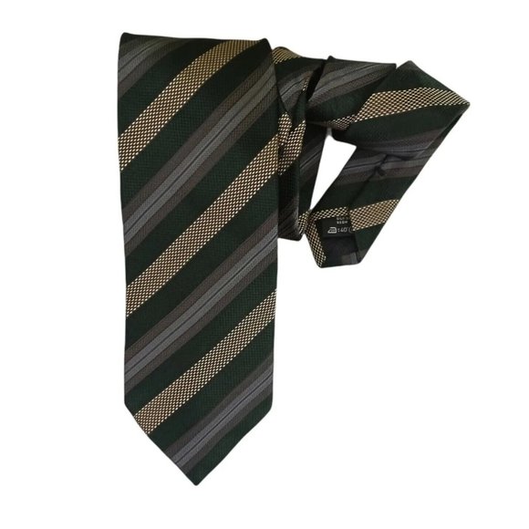 ERMENEGILDO ZEGNA Gray Striped Silk Tie ITALY 57